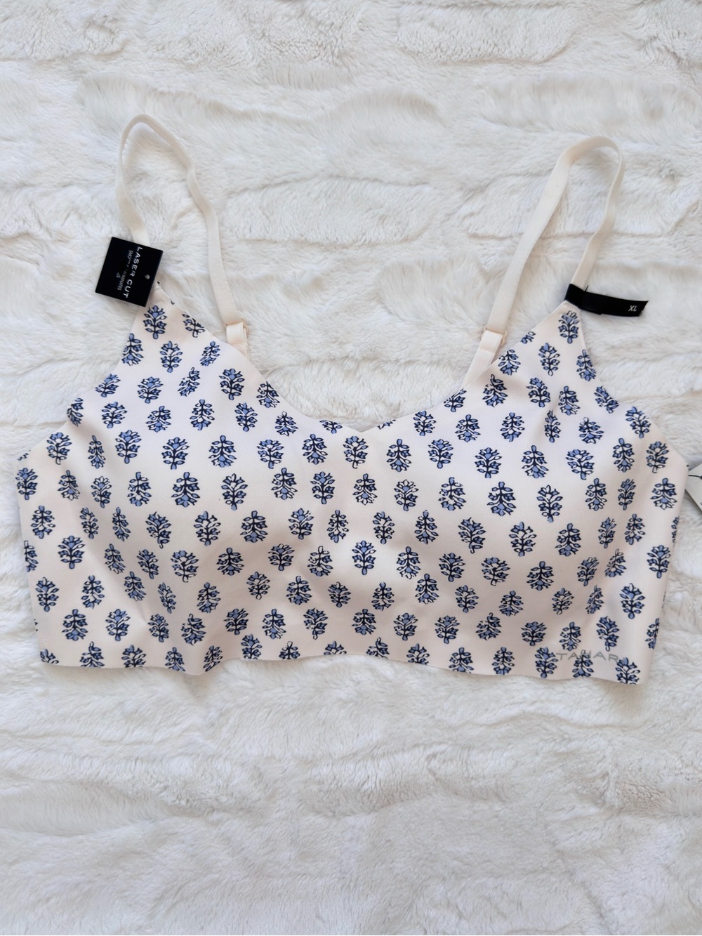 Tahari NWT Laser Cut Wireless Bra Flower Stamp Floral Seamless Smoothing Size XL